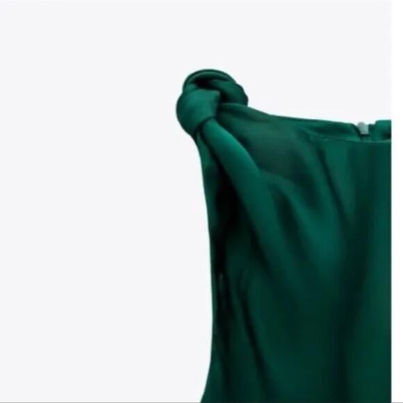NWT ZARA SATIN-FINISH DRESS WITH DRAPED DETAIL - Picture 7 of 10